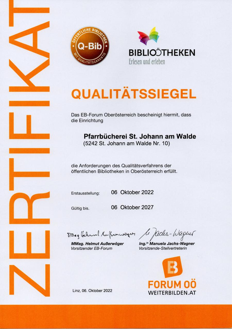 Zertifikat Qualitätssiegel
